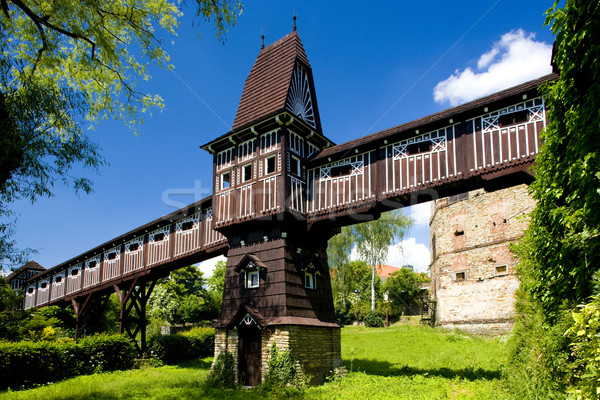 covered wooden bridge by Dusan Jurkovic, Nove Mesto nad Metuji,  Stock photo © phbcz