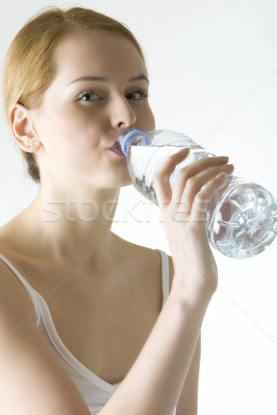 Retrato mujer botella agua jóvenes solo Foto stock © phbcz