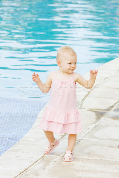 little girl at swimming pool, Tobago Stock photo © phbcz