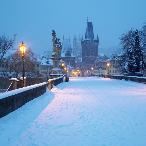 моста зима Прага Чешская республика здании город Сток-фото © phbcz