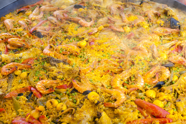 paella with seafood, market in Forcalquier, Provence, France Stock photo © phbcz