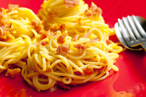 spaghetti carbonara Stock photo © phbcz