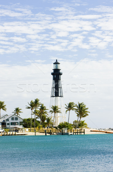 Imagine de stoc: Far · plajă · Florida · SUA · constructii · mare