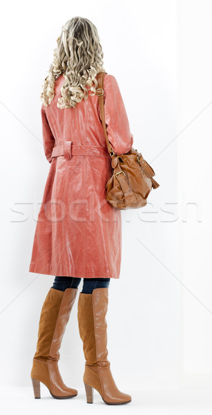 Mulher elegante marrom botas bolsa Foto stock © phbcz