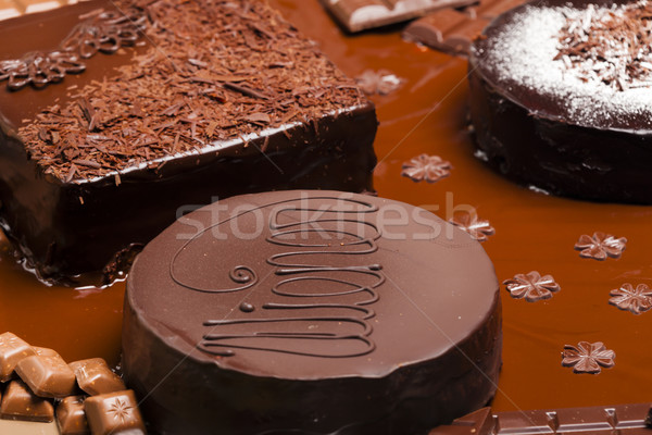 still life of chocolate with Wiener cake and chocolate cakes Stock photo © phbcz