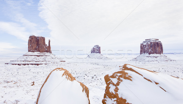 winter The Mittens and Merrick Butte, Monument Valley National P Stock photo © phbcz