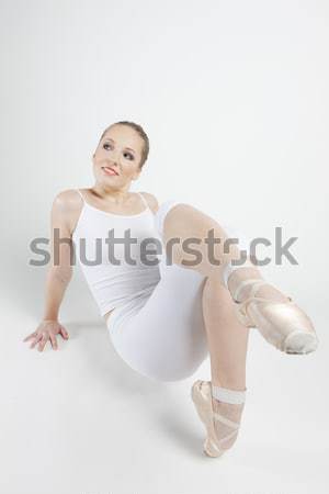 Foto stock: Bailarino · mulheres · balé · jovem · treinamento · branco
