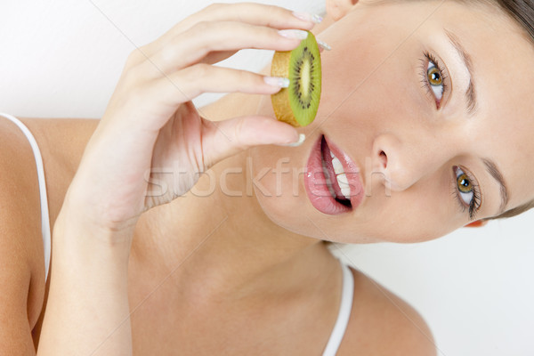 Foto stock: Retrato · kiwi · mujer · frutas · frutas