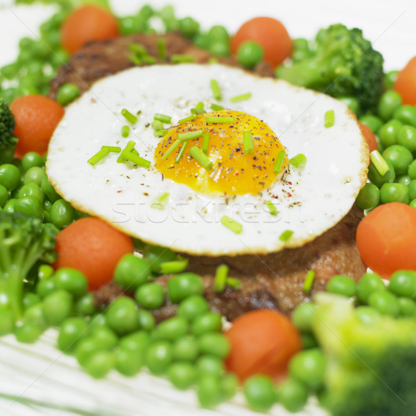 Wieprzowina stek warzyw żywności jaj warzyw Zdjęcia stock © phbcz