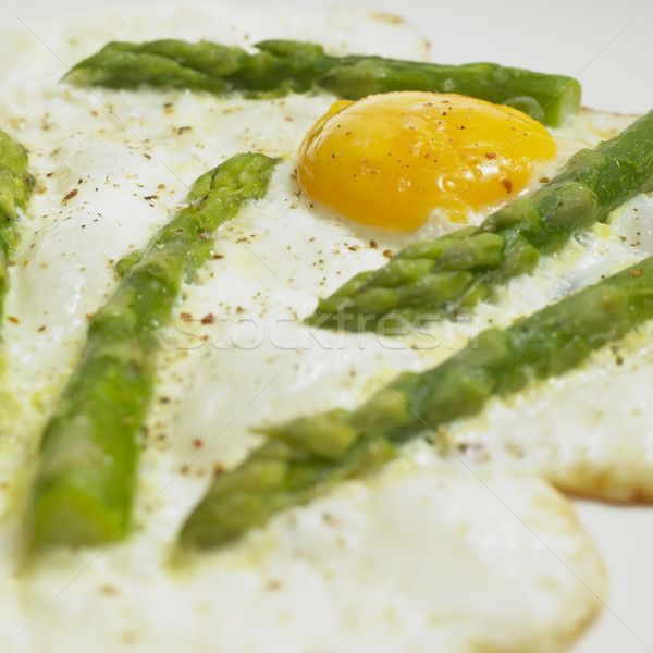 egg omelet with green aspargus Stock photo © phbcz