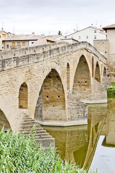 romanesque bridge over river Arga, Puente La Reina, Road to Sant Stock photo © phbcz