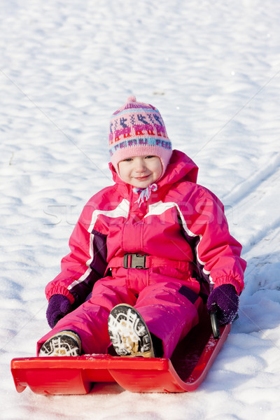Imagine de stoc: Fetita · zăpadă · fată · copil · copil · pălărie