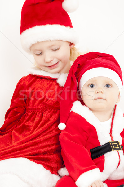 two little girls as Santa Clauses Stock photo © phbcz