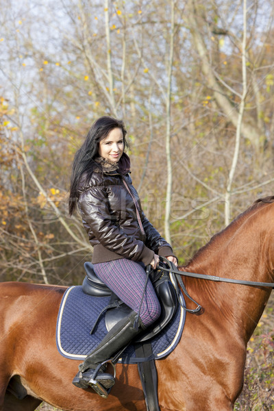 Pferderücken Frauen Pferd Porträt Herbst Stock foto © phbcz