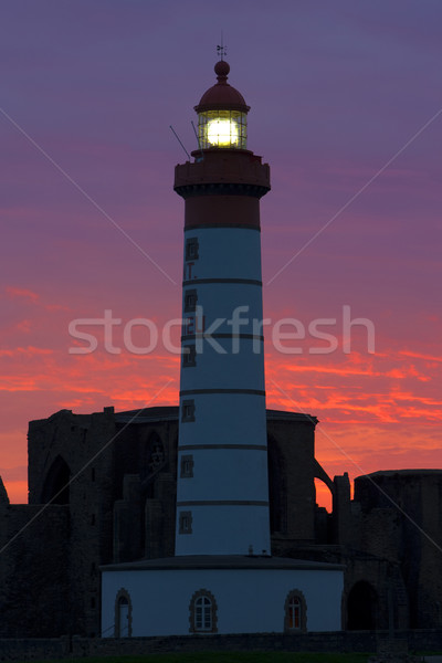lighthouse and ruins of monastery, Pointe de Saint Mathieu, Brit Stock photo © phbcz