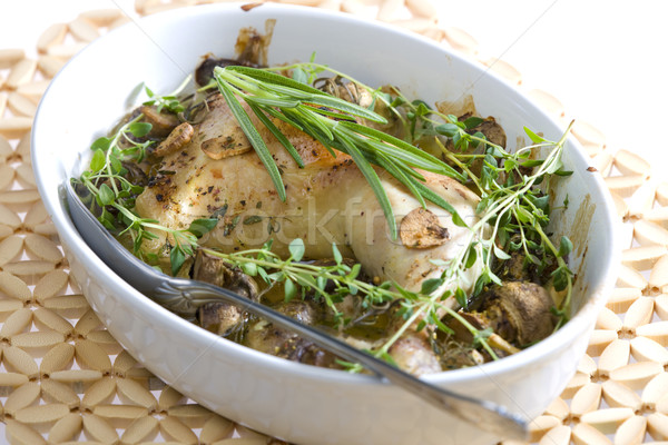 chicken with champignons and herbs Stock photo © phbcz