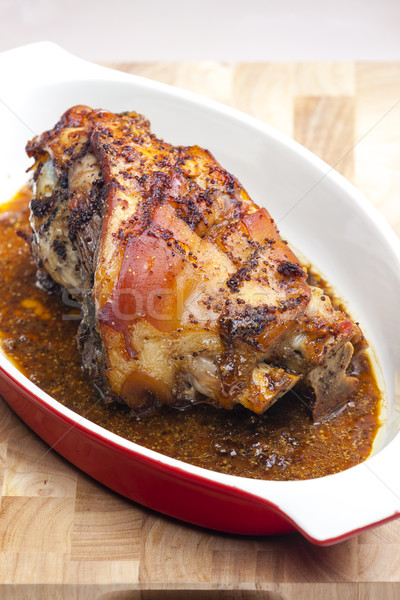 marinated, cooked and slowly baked pork knee Stock photo © phbcz