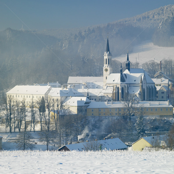 Kloster Tschechische Republik Gebäude Schnee Architektur gotischen Stock foto © phbcz