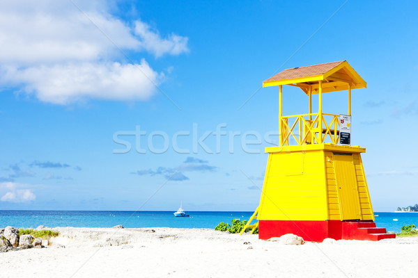 Cabine praia empresa Barbados caribbean mar Foto stock © phbcz