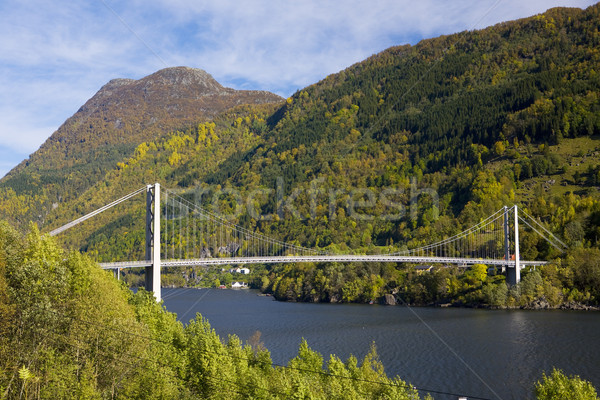 bridge by Haldanger fjord, Norway Stock photo © phbcz