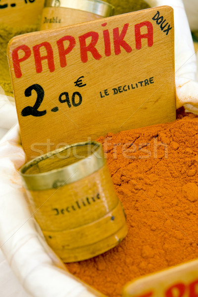 paprika, street market in Castellane, Provence, France Stock photo © phbcz
