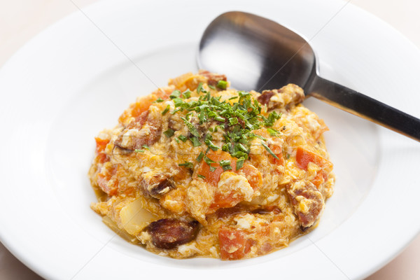 Posiłek mieszanina warzyw jaj kiełbasa jaj Zdjęcia stock © phbcz