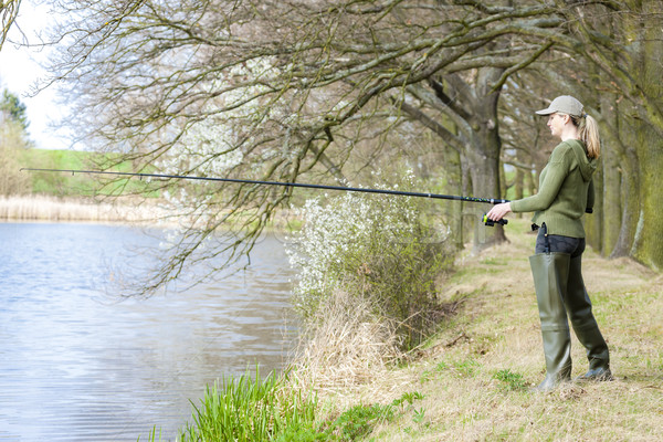 Foto d'archivio: Donna · pesca · stagno · primavera · donne · relax