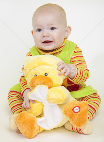 ül kislány kacsa játék gyerekek gyermek Stock fotó © phbcz