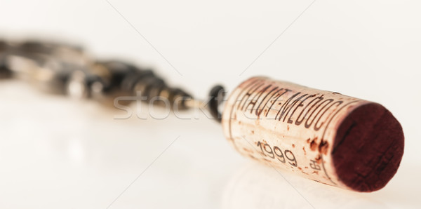 still life of corkscrew with a cork Stock photo © phbcz