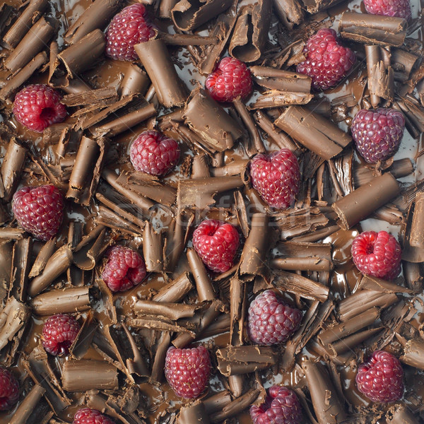 raspberries with chocolate Stock photo © phbcz