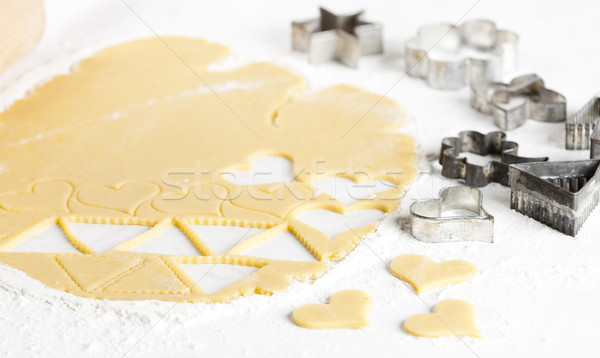 Stock photo: still life of dough with cookie cutters