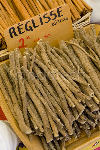 liquorices, street market in Castellane, Provence, France Stock photo © phbcz