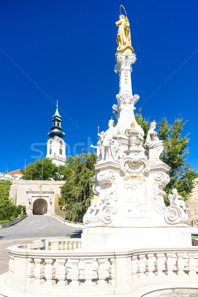 the plague column and castle in Nitra, Slovakia Stock photo © phbcz