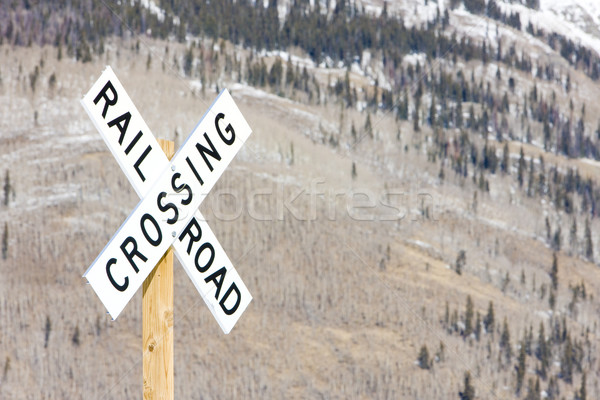 Stock photo: railroad crossing, Silverton, Colorado, USA