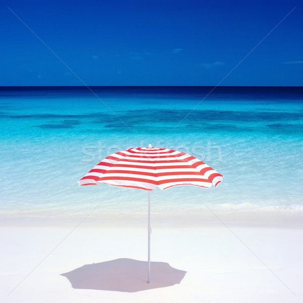 Stock foto: Sonnenschirm · Strand · Wasser · Meer · Dach · Urlaub