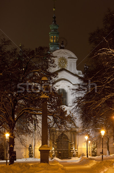 Templom feltételezés Prága Csehország hó épületek Stock fotó © phbcz