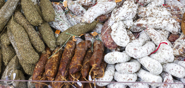 sausages, market in Nyons, Rhone-Alpes, France Stock photo © phbcz