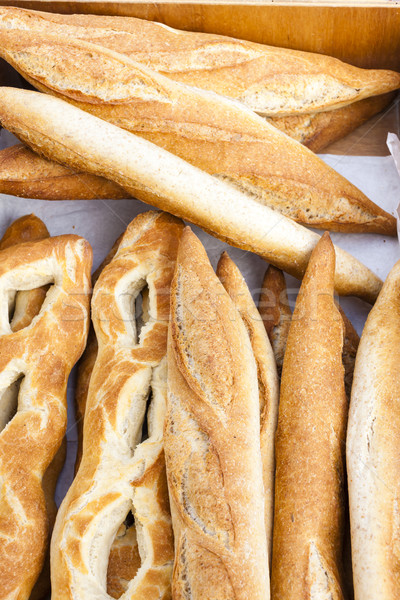 Bagietki rynku Francja żywności piekarni na zewnątrz Zdjęcia stock © phbcz