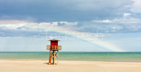 lifeguard cabin on the beach in Narbonne Plage, Languedoc-Roussi Stock photo © phbcz