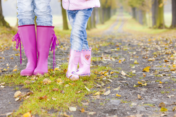 Stock foto: Detail · Mutter · Tochter · tragen · Gummistiefel · herbstlich