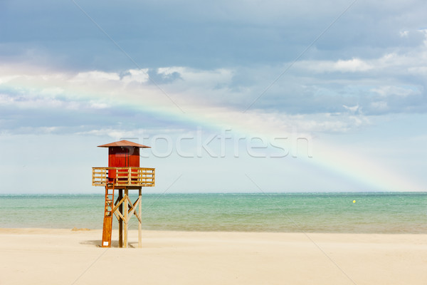 lifeguard cabin on the beach in Narbonne Plage, Languedoc-Roussi Stock photo © phbcz
