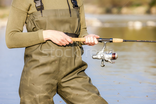 Détail pêche femme rivière personne permanent [[stock_photo]] © phbcz