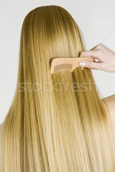 Portrait femme main cheveux beauté [[stock_photo]] © phbcz