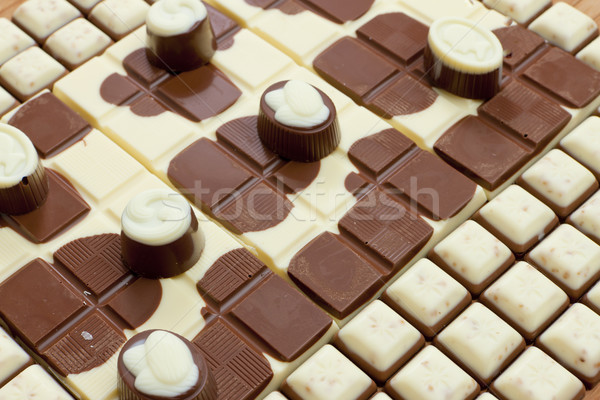 chocolate bars with chocolate candies Stock photo © phbcz