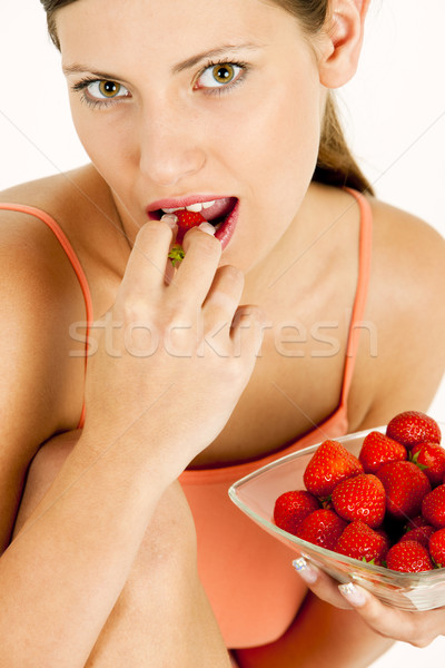 portrait of woman with strawberries Stock photo © phbcz