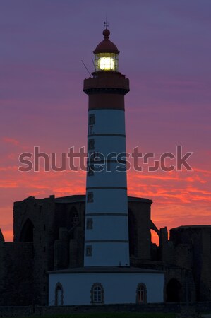 Stock photo: lighthouse and ruins of monastery, Pointe de Saint Mathieu, Brit