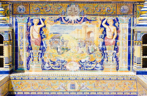 tile painting, Spanish Square (Plaza de Espana), Seville, Andalu Stock photo © phbcz
