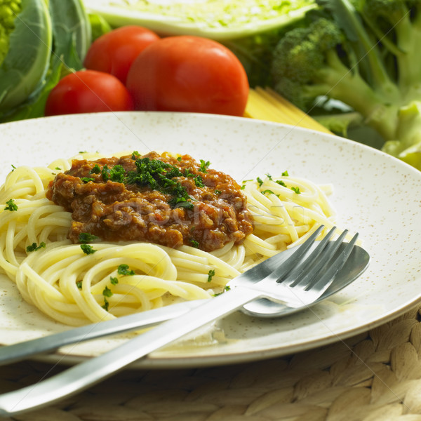 spaghetti with minced meat Stock photo © phbcz