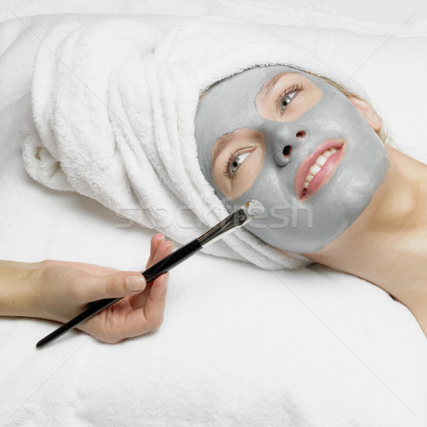 Femme masque main beauté visages jeunes [[stock_photo]] © phbcz