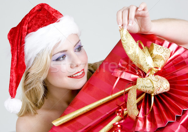 Santa Claus with Christmas present Stock photo © phbcz